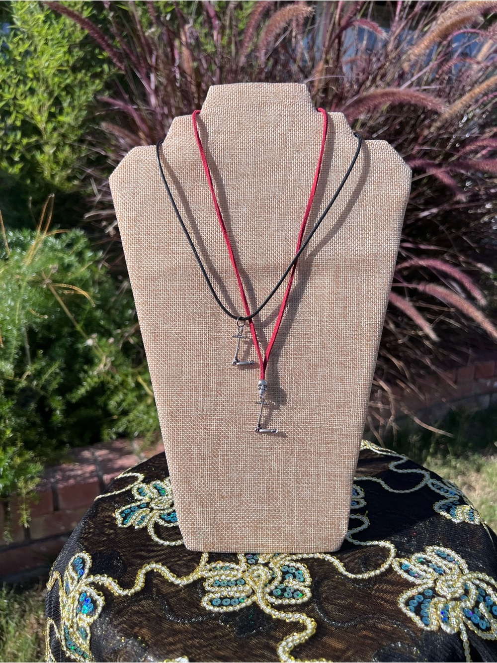 ⭐️ Pendant Pewter Scooter Necklace One Red and One Black Cords $5 each ⭐️⭐️